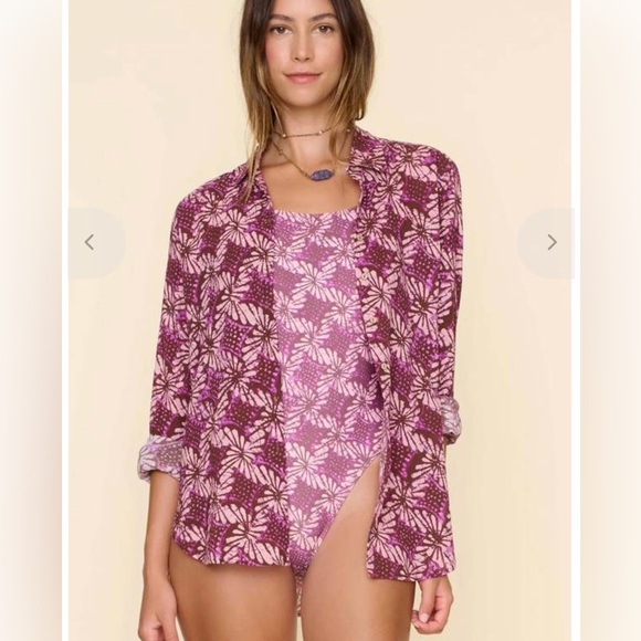 XiRENA Tops - Xirena Beau Mulberry Petal Cotton Button Up Top